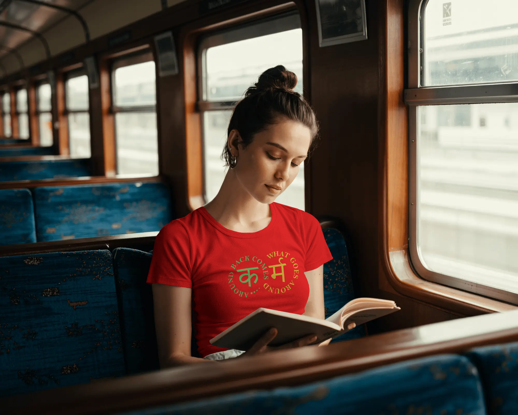 Women’s Karma graphic printed cotton crop top with cropped fit by Tanabana A Manoram