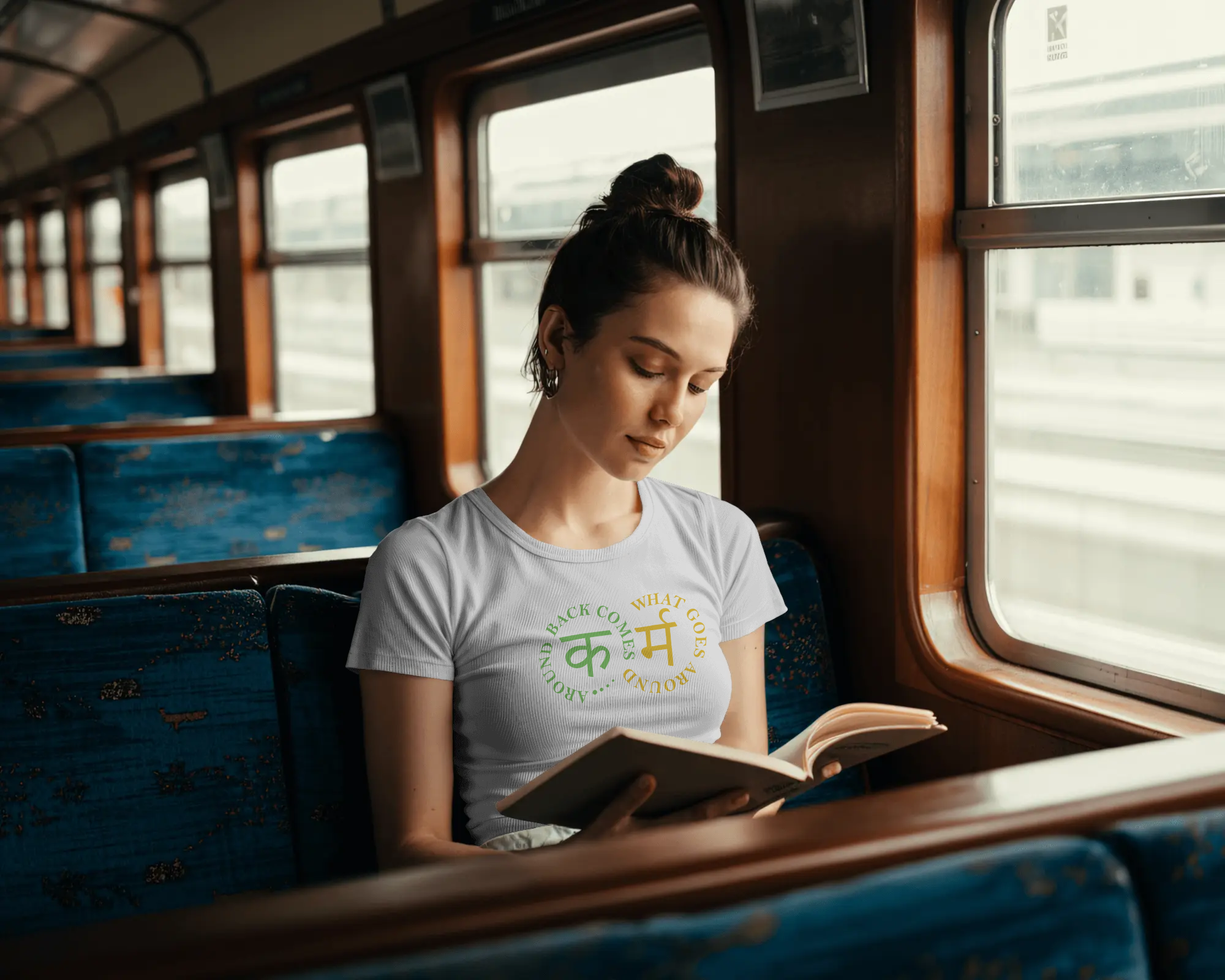 Women’s Karma graphic printed cotton crop top with cropped fit by Tanabana A Manoram