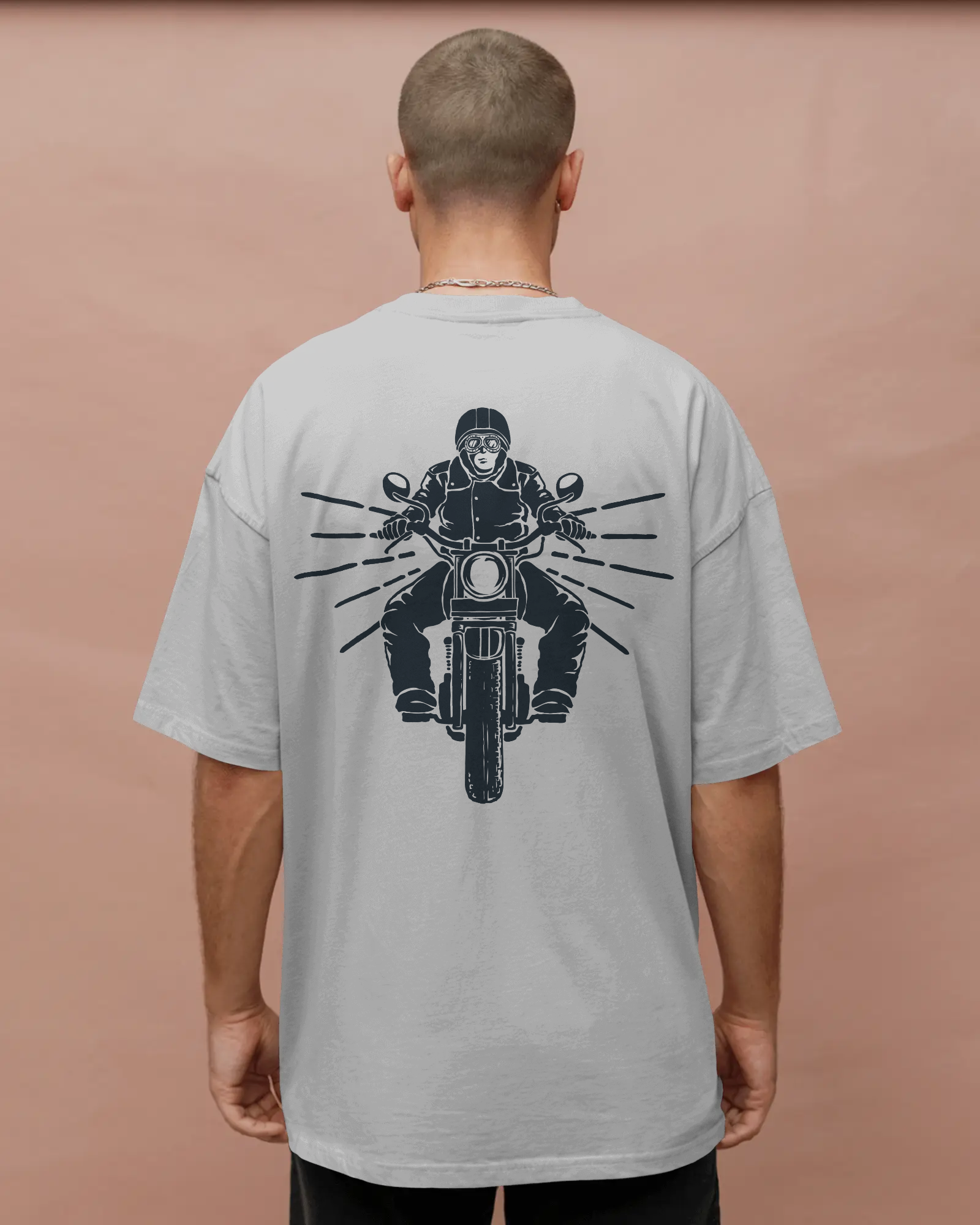 oversized t-shirt with motorcycle rider graphic back print