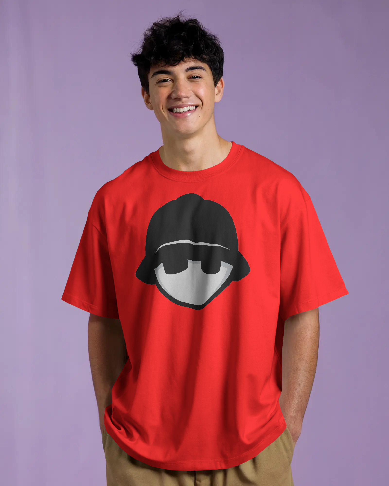 oversized t-shirt with minimalist graphic front print worn in streetwear style