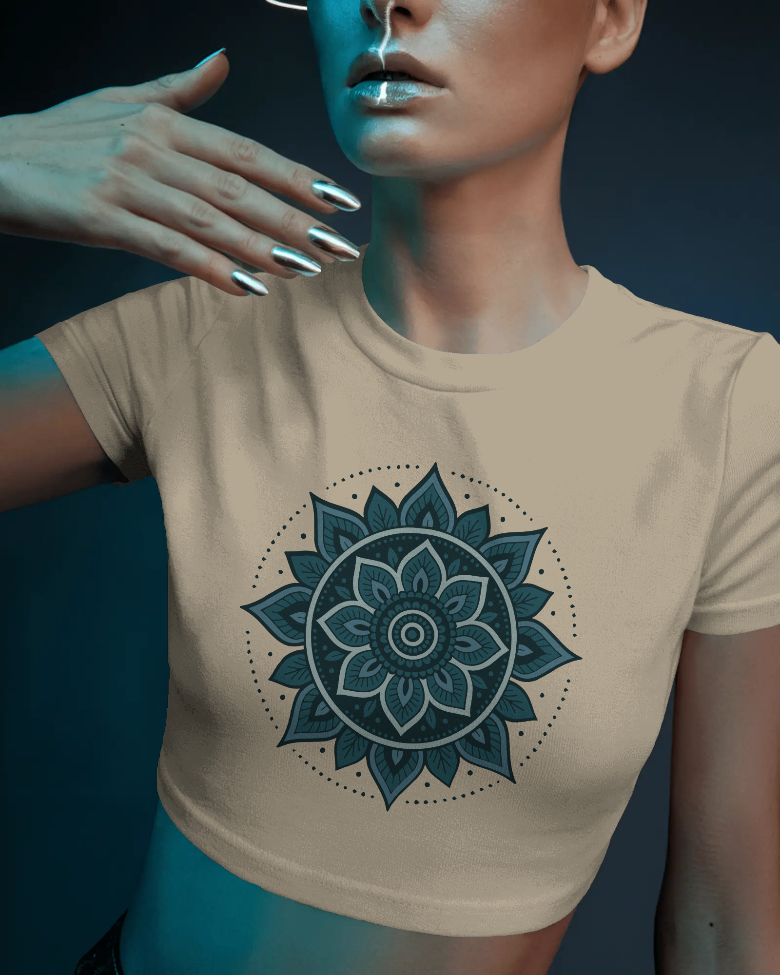 Women's Premium croptop with flower design on front