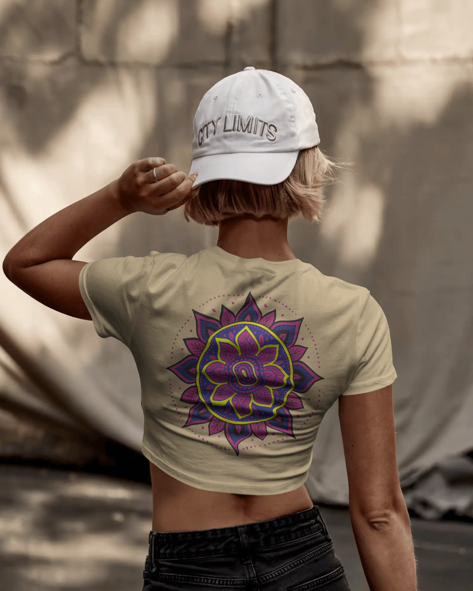 Women's Premium croptop with flower design on back