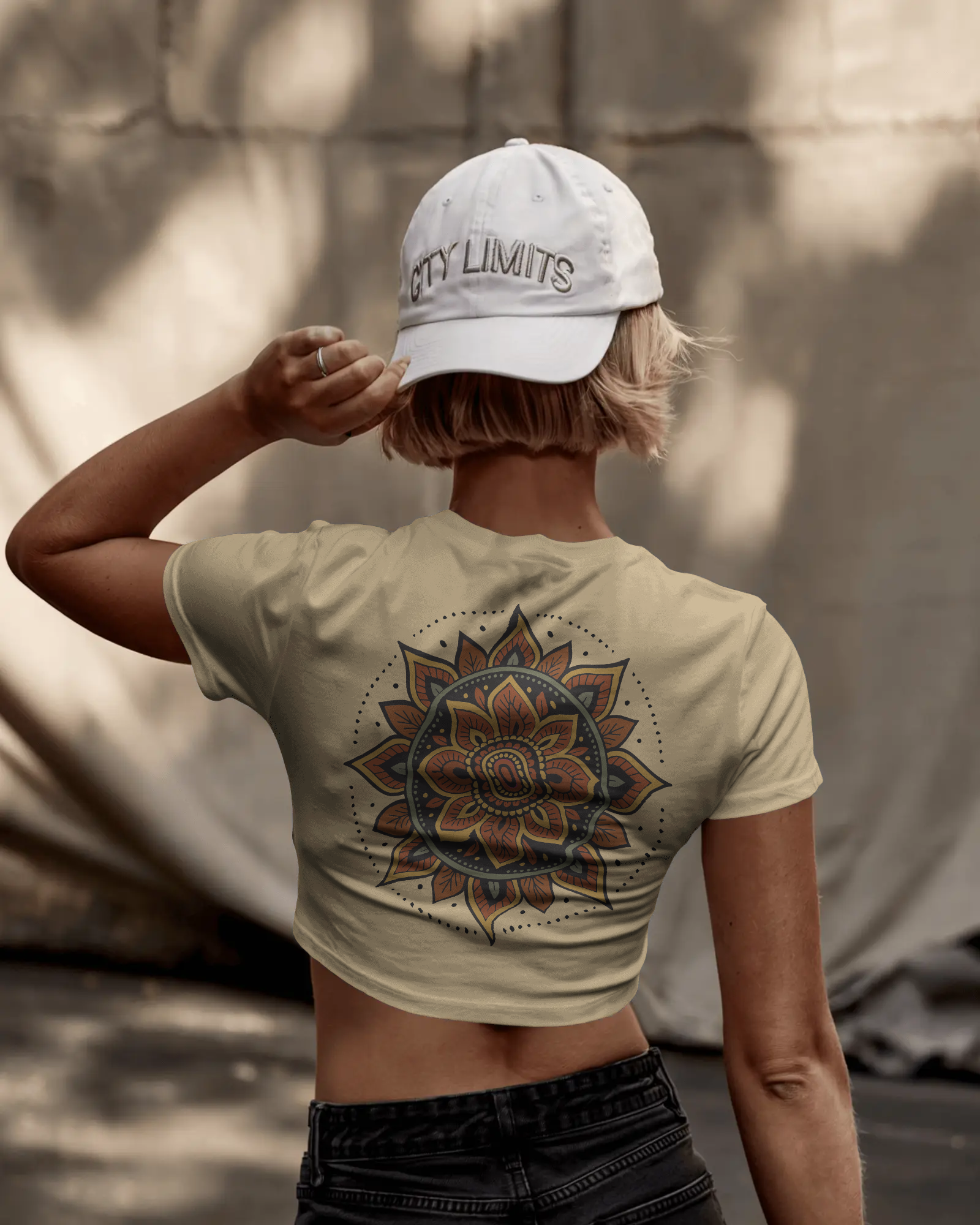 Women's Premium croptop with flower design on back