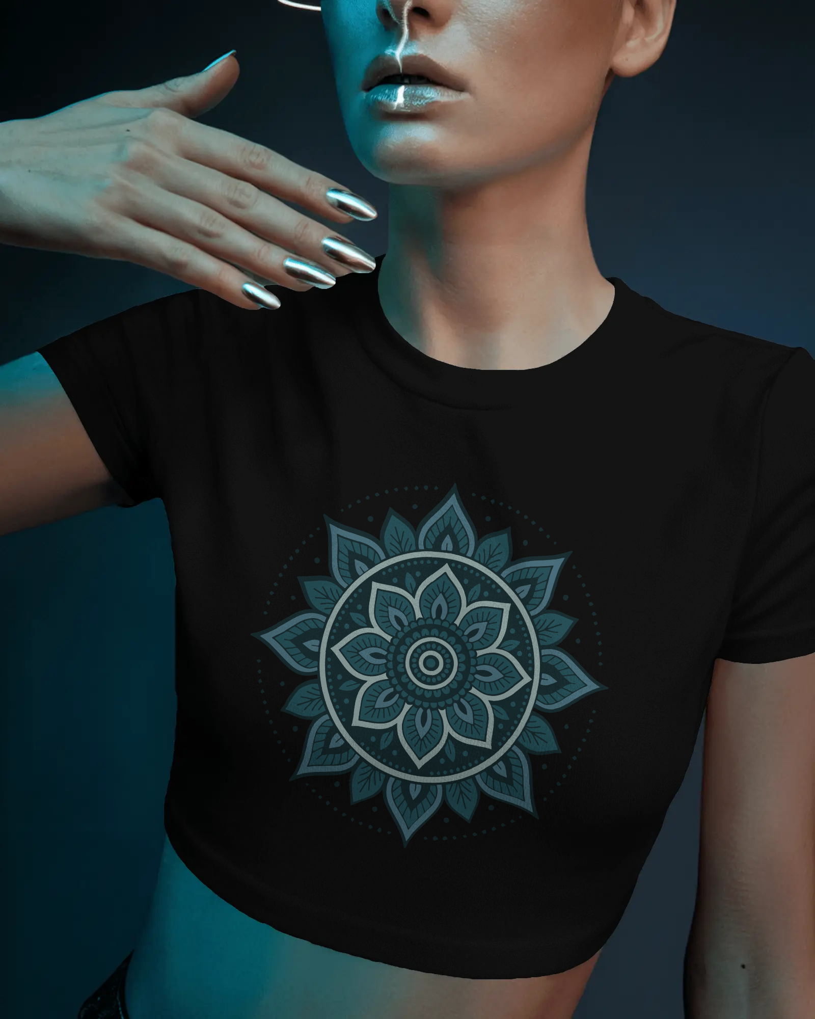 Women's Premium croptop with flower design on front