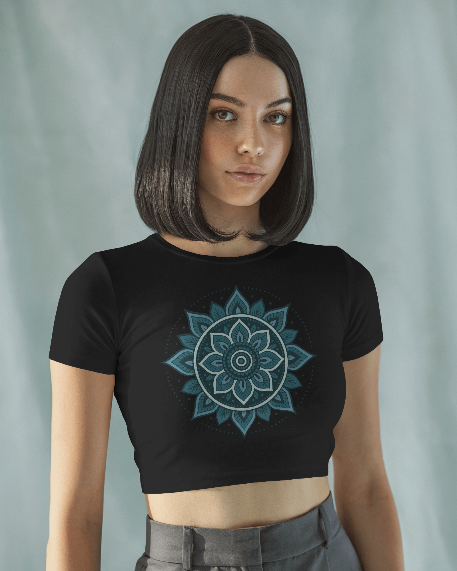 Women's Premium croptop with flower design on front