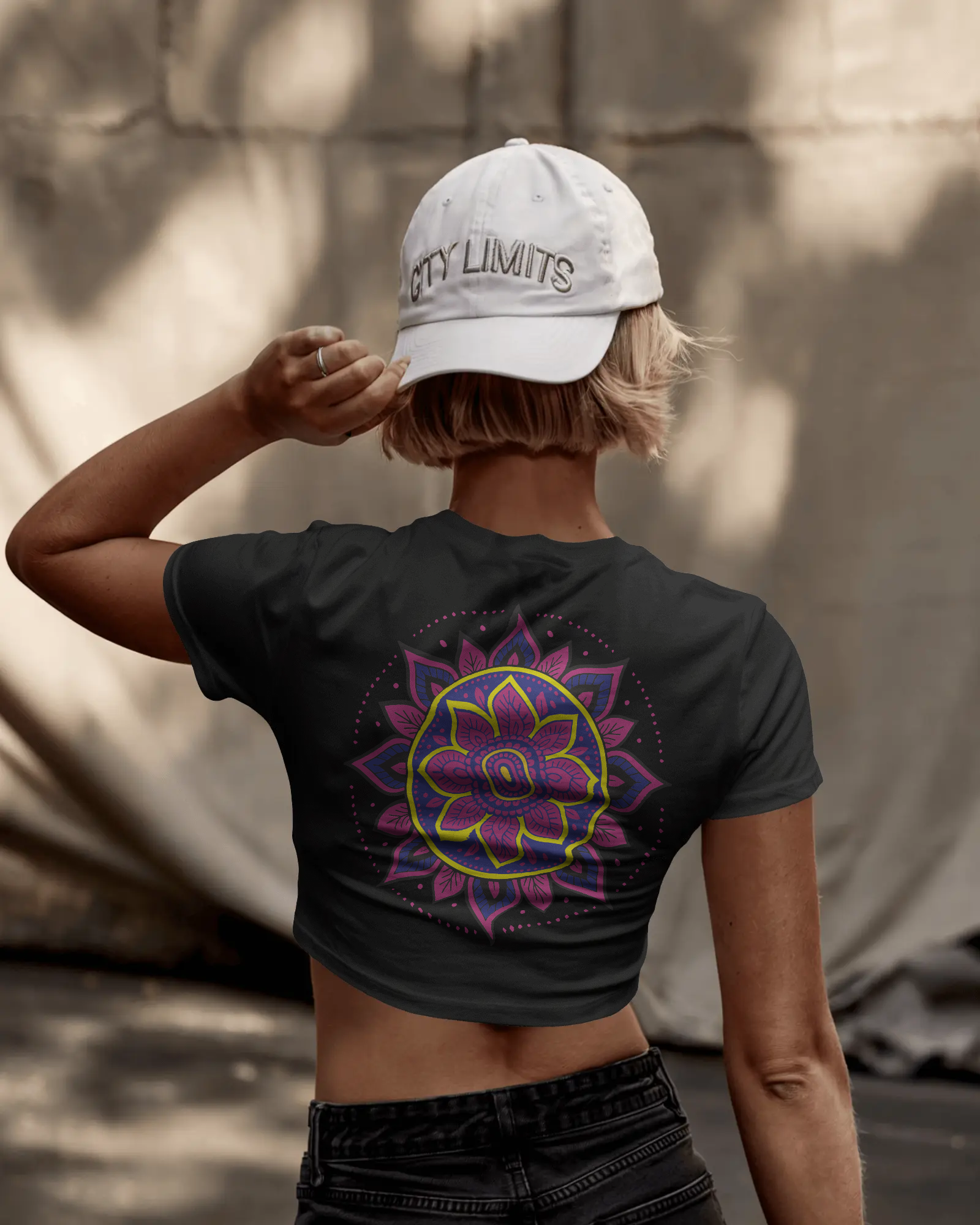 Women's Premium croptop with flower design on back