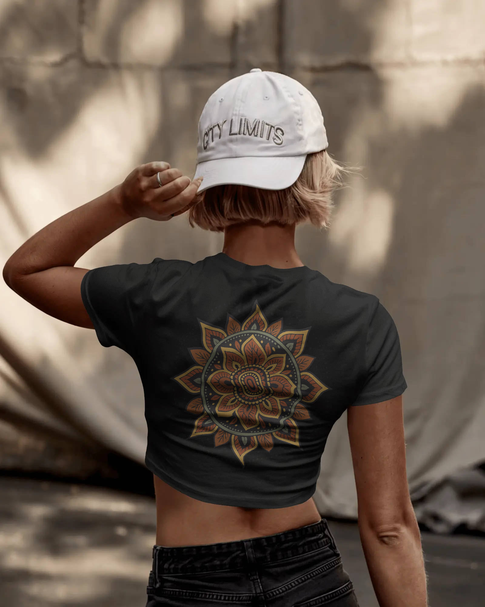 Women's Premium croptop with flower design on back