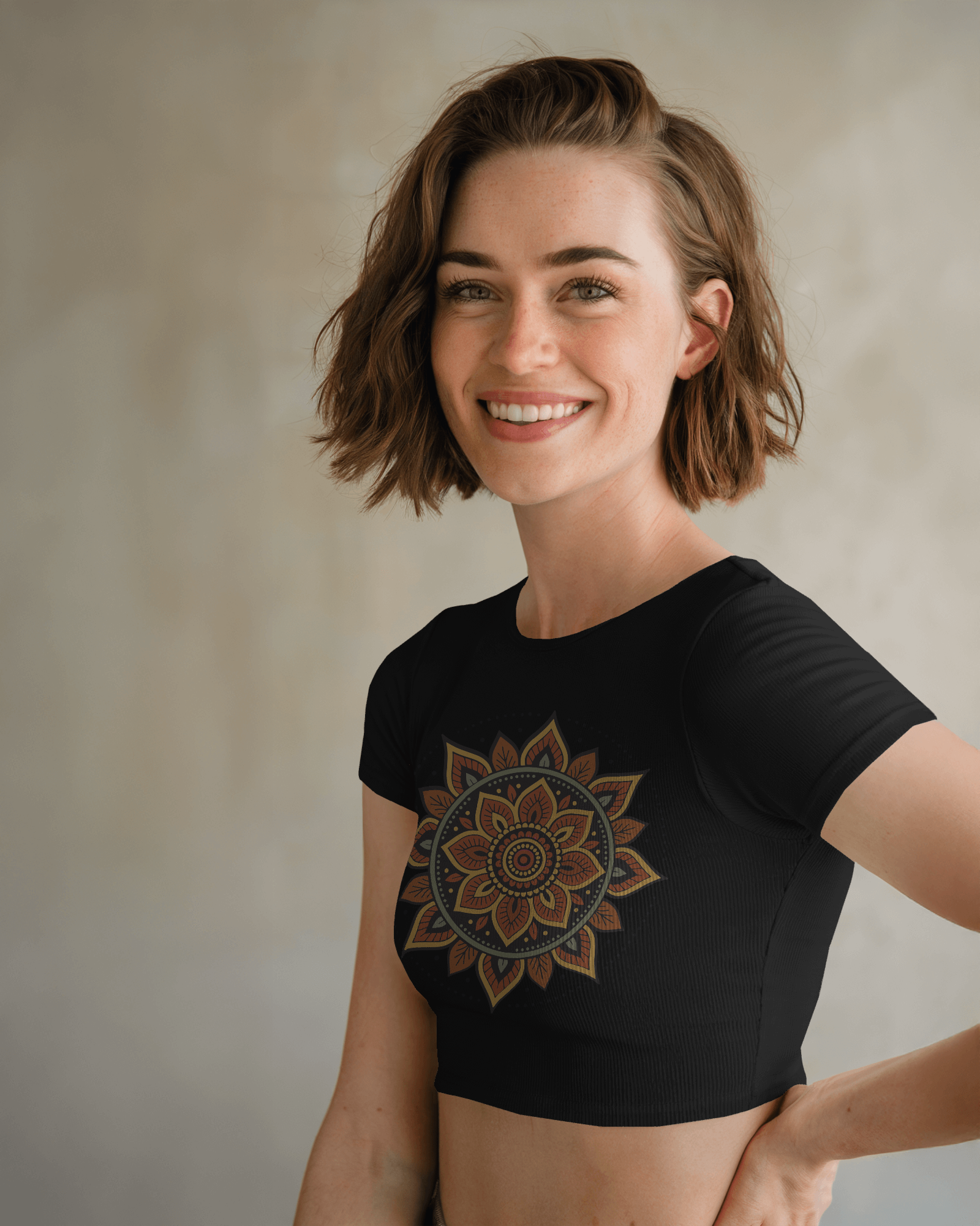 Women's Premium croptop with flower design on front