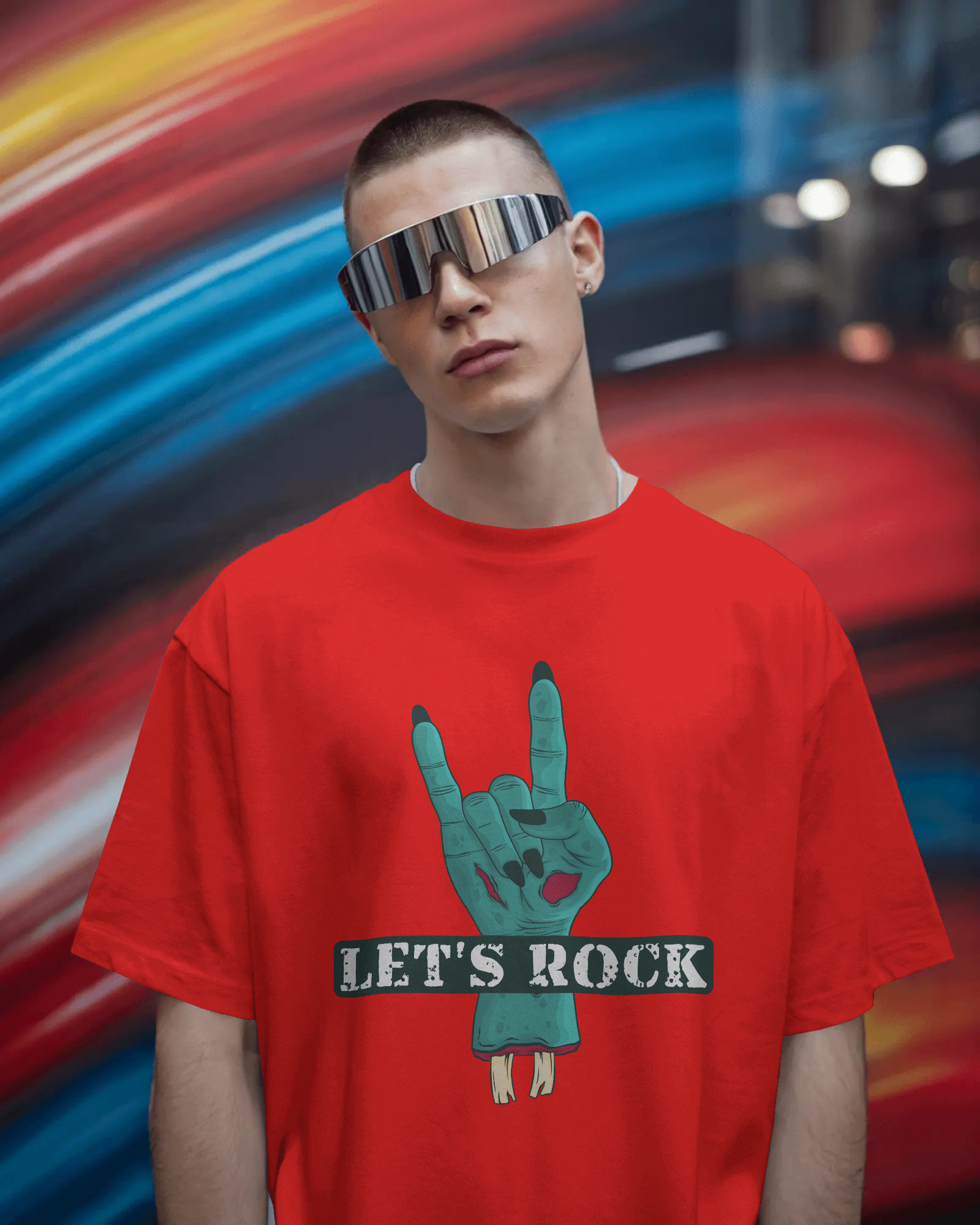 Unisex Oversized t-shirt with let's rock design on front