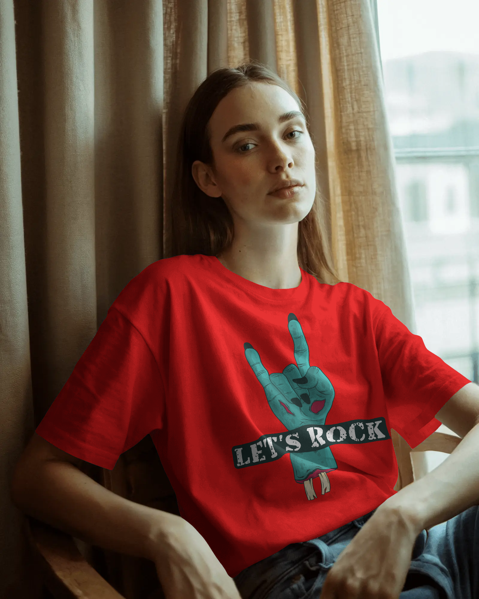 Unisex Oversized t-shirt with let's rock design on front
