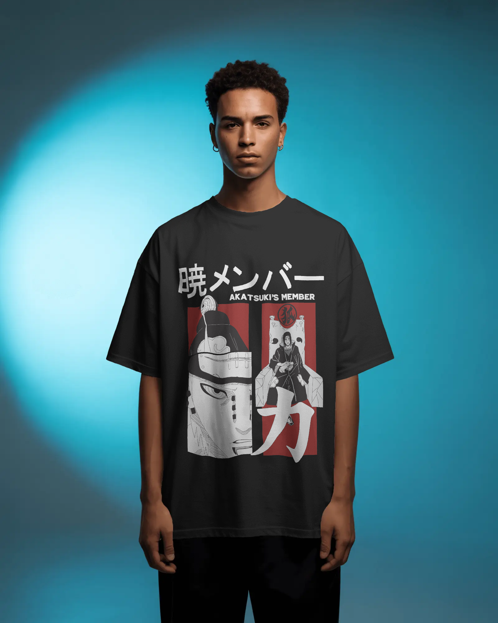 Black oversized t-shirt with a colorful Naruto 10 design on front by Tanabana A Manoram