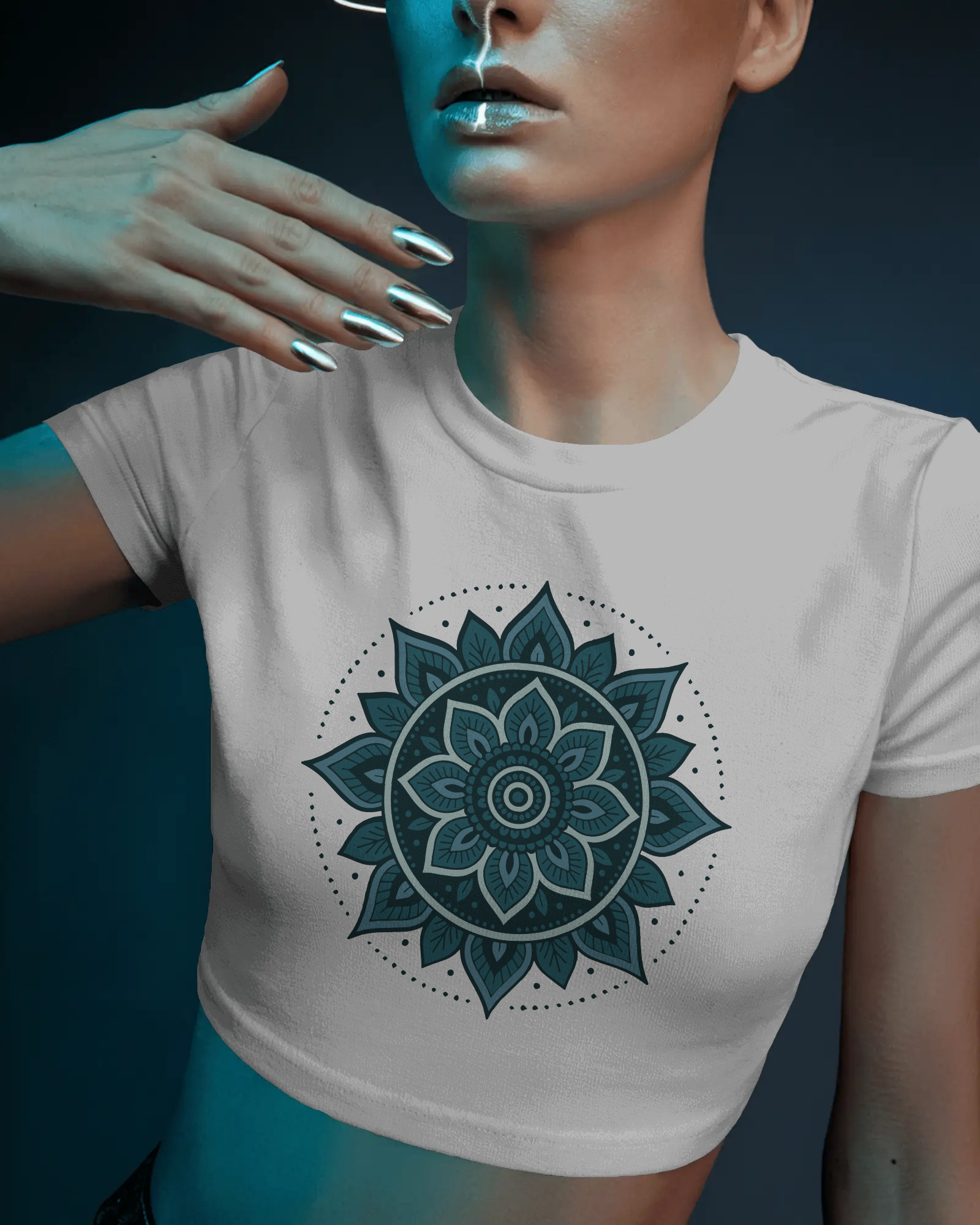 Women's Premium croptop with flower design on front