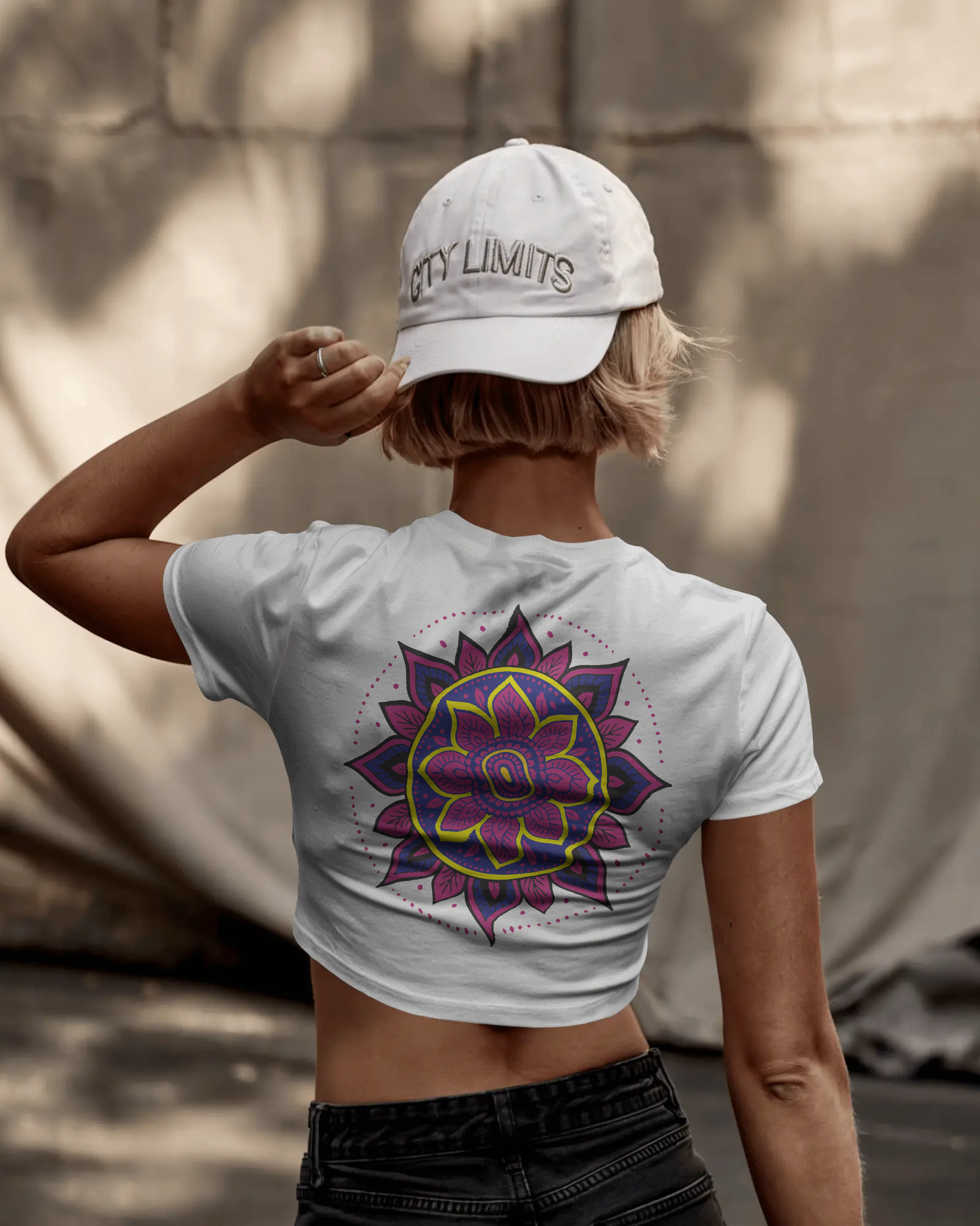 Women's Premium croptop with flower design on back