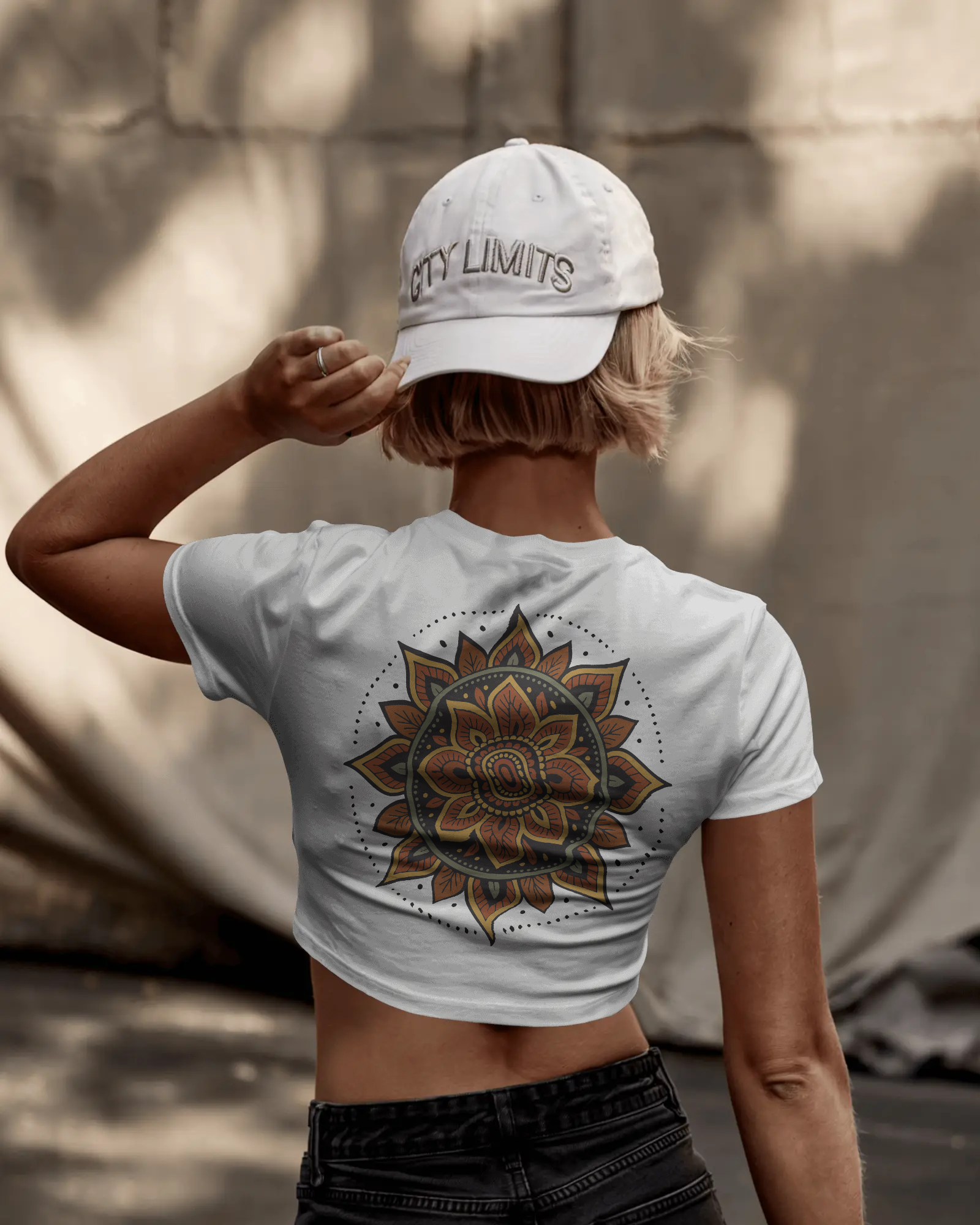 Women's Premium croptop with flower design on back