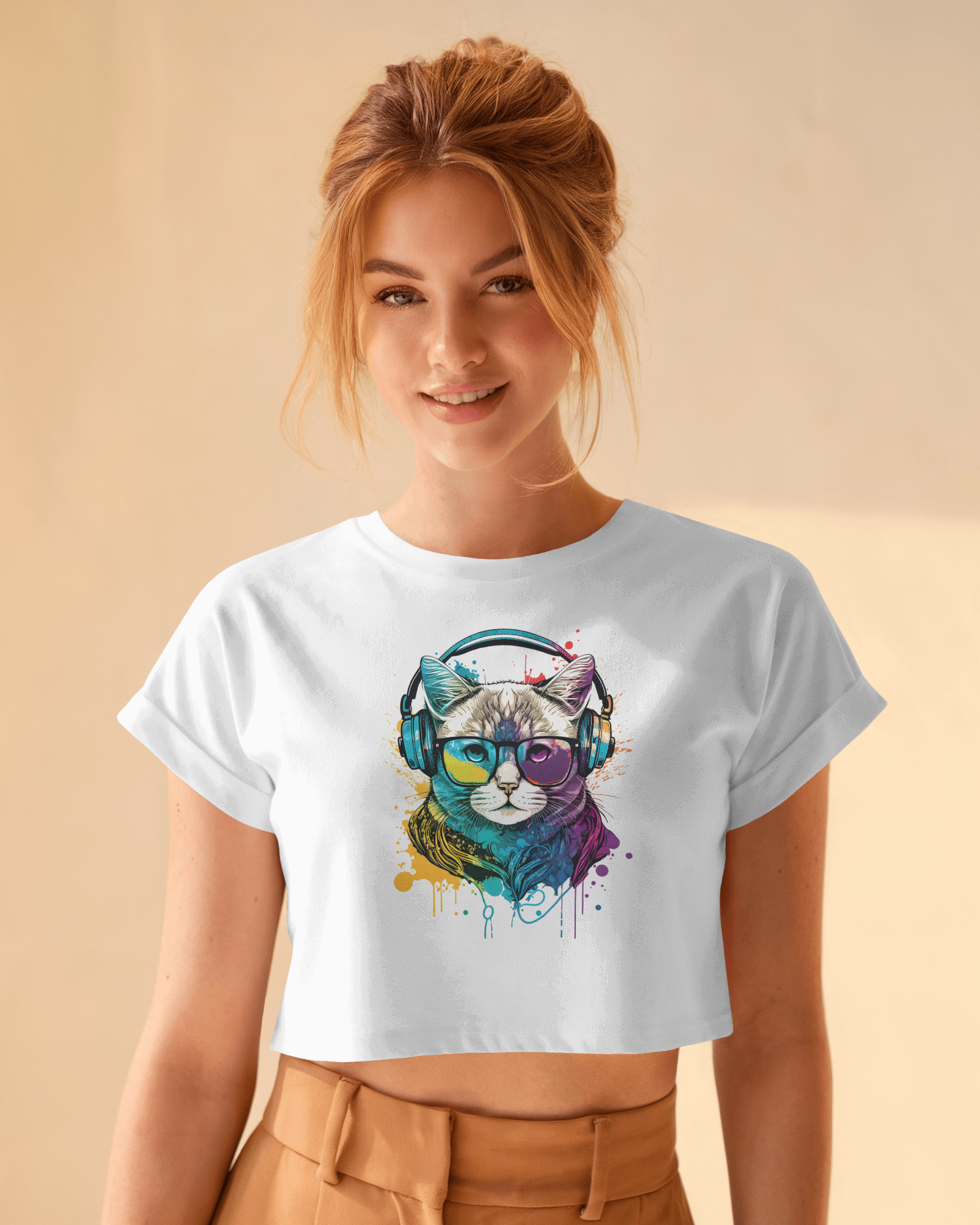 woman wearing dog graphic printed crop top for women – Tanabana A Manoram