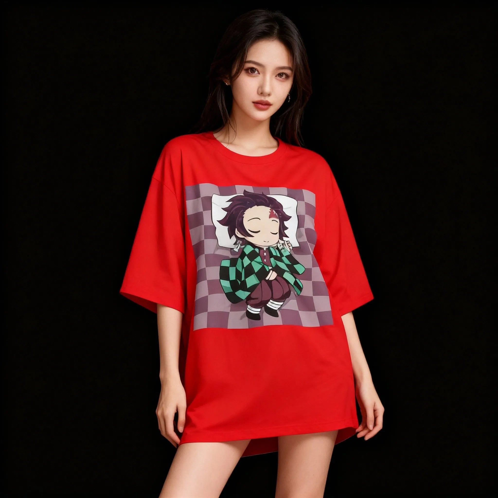 Unisex Cotton Oversized T-Shirt: Tanjiro Pillow