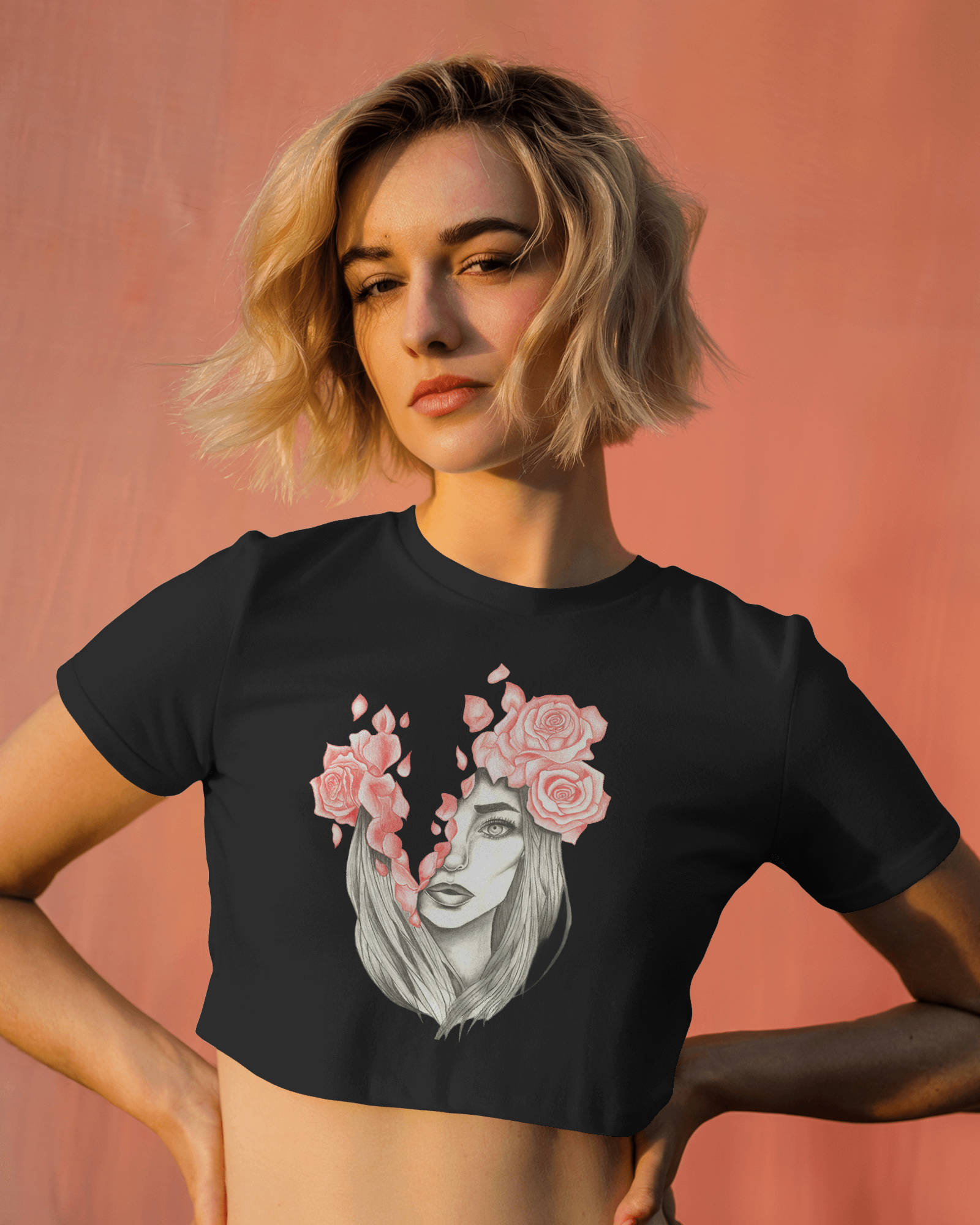 Women's Premium croptop with lady design on front