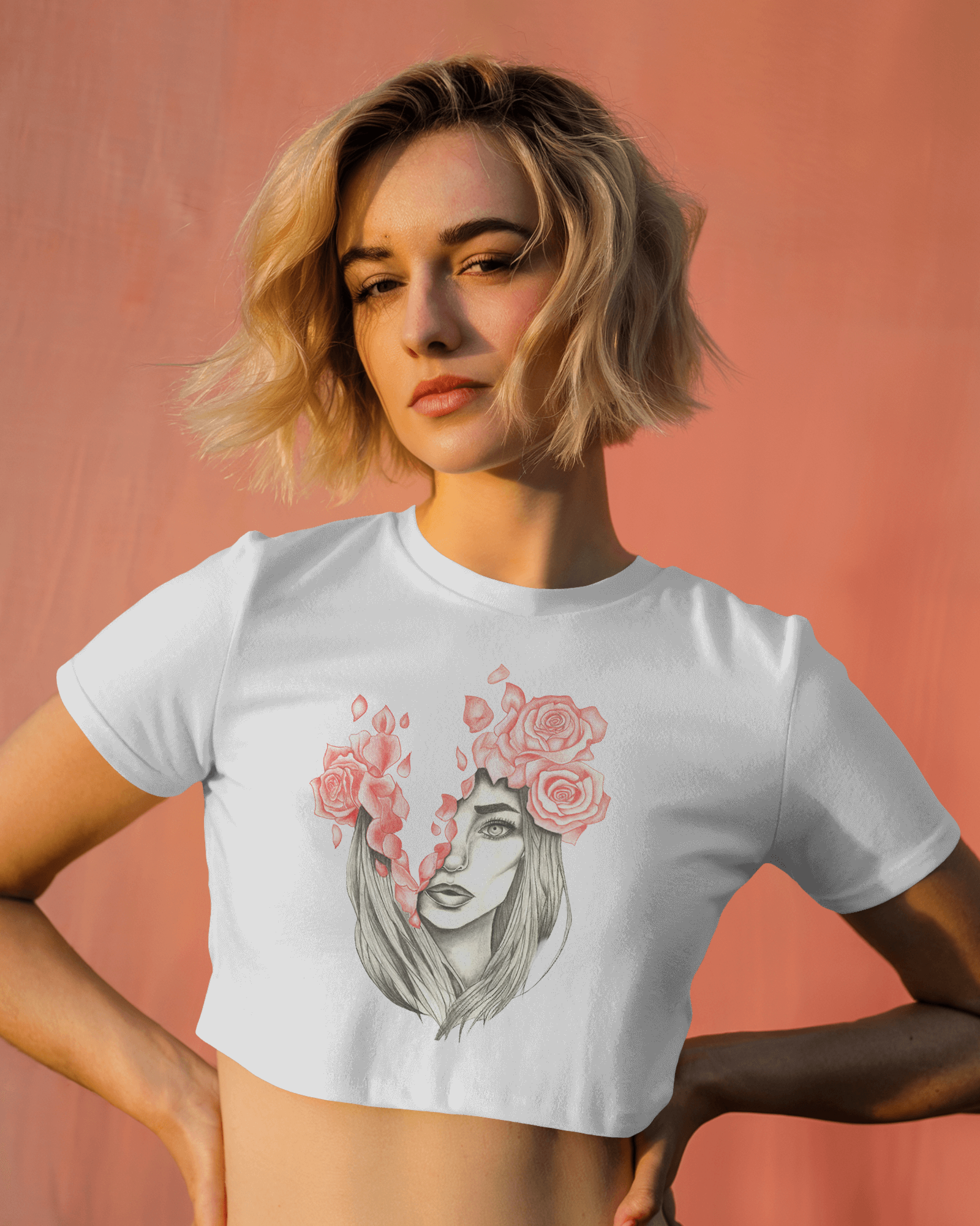 Women's Premium croptop with lady design on front