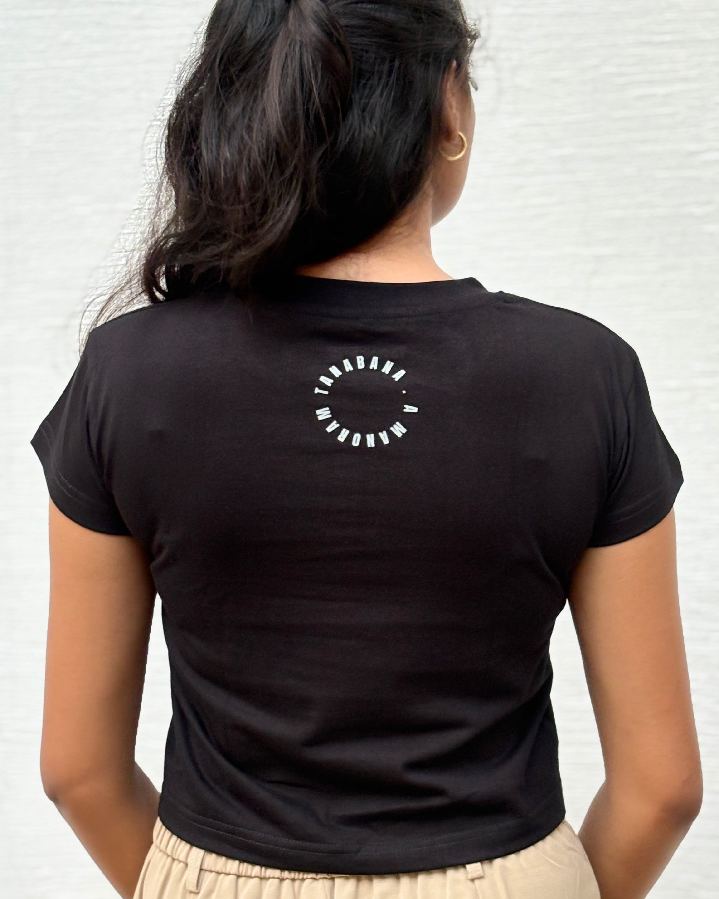 Women's Bandhan bow handmade design printed croptop back view.