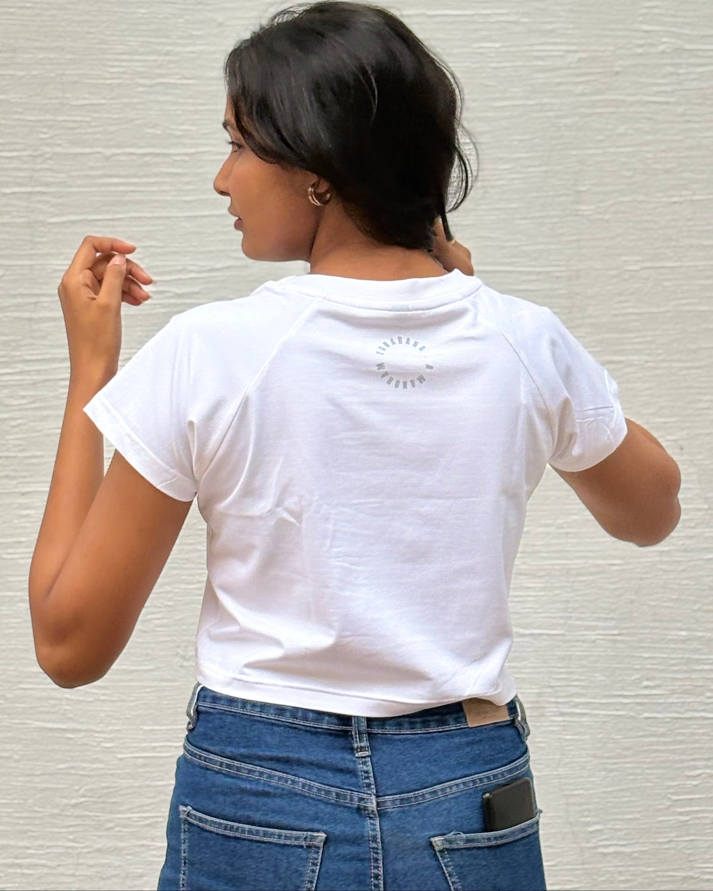 Maahi Ve white crop top back view