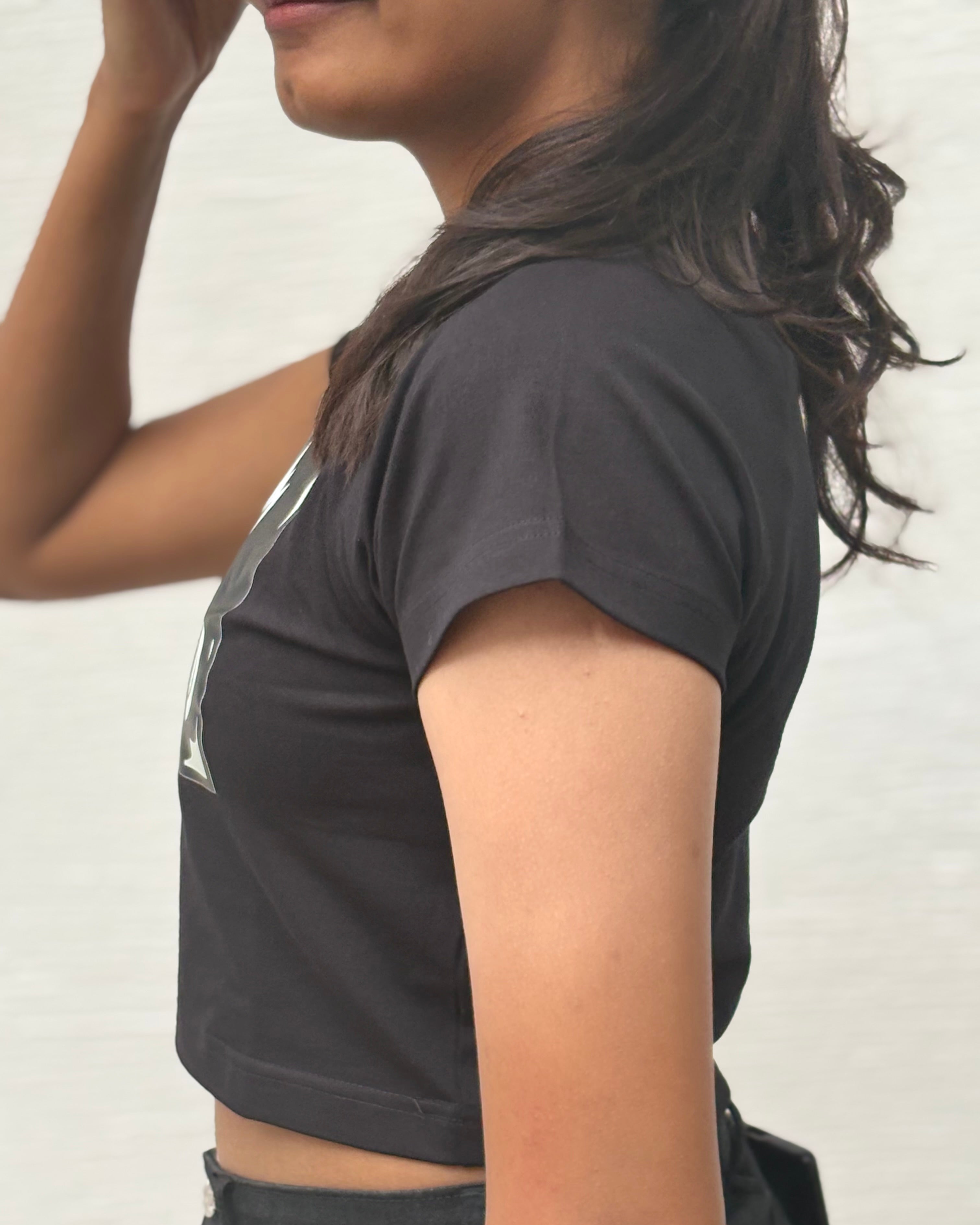 Nazar Na Lage black crop top back view