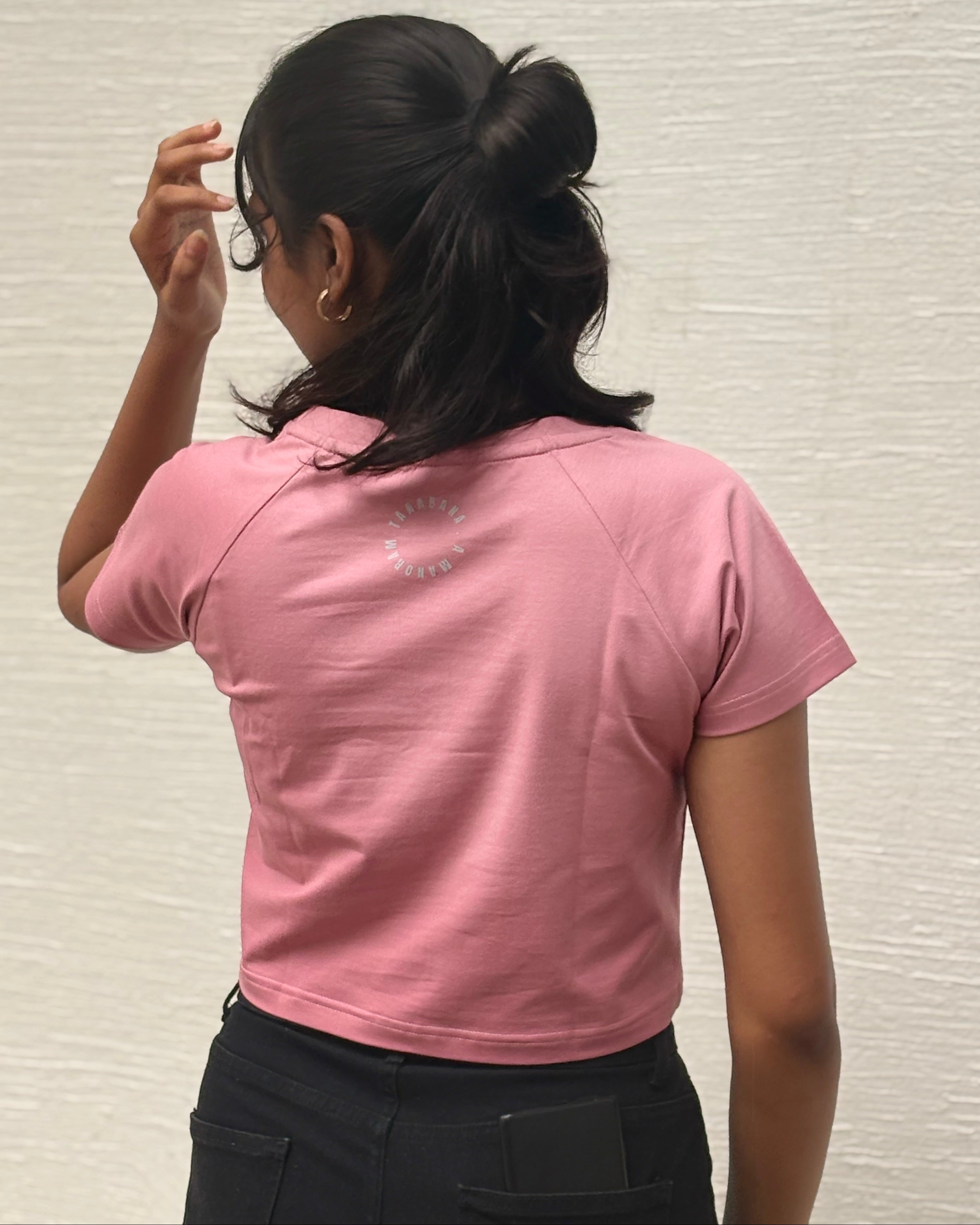 Nazar Na Lage pink crop top back view