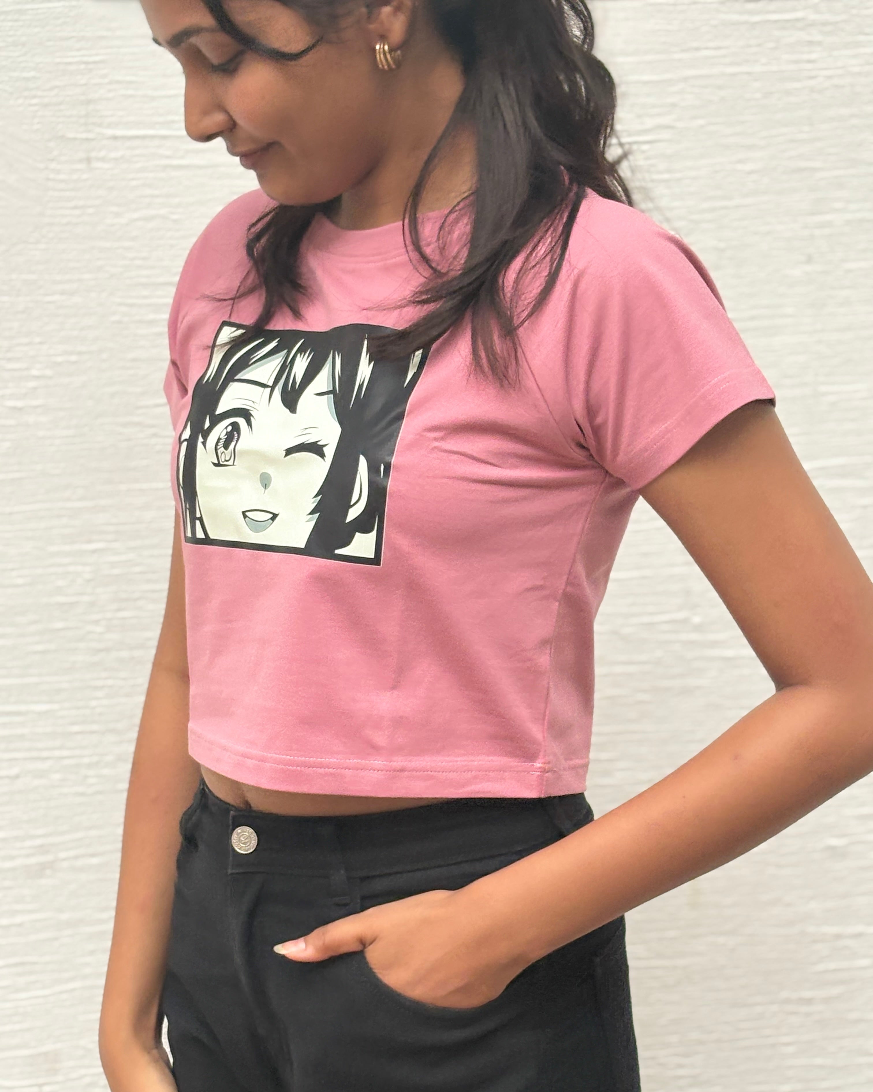 Nazar Na Lage pink crop top front angle view
