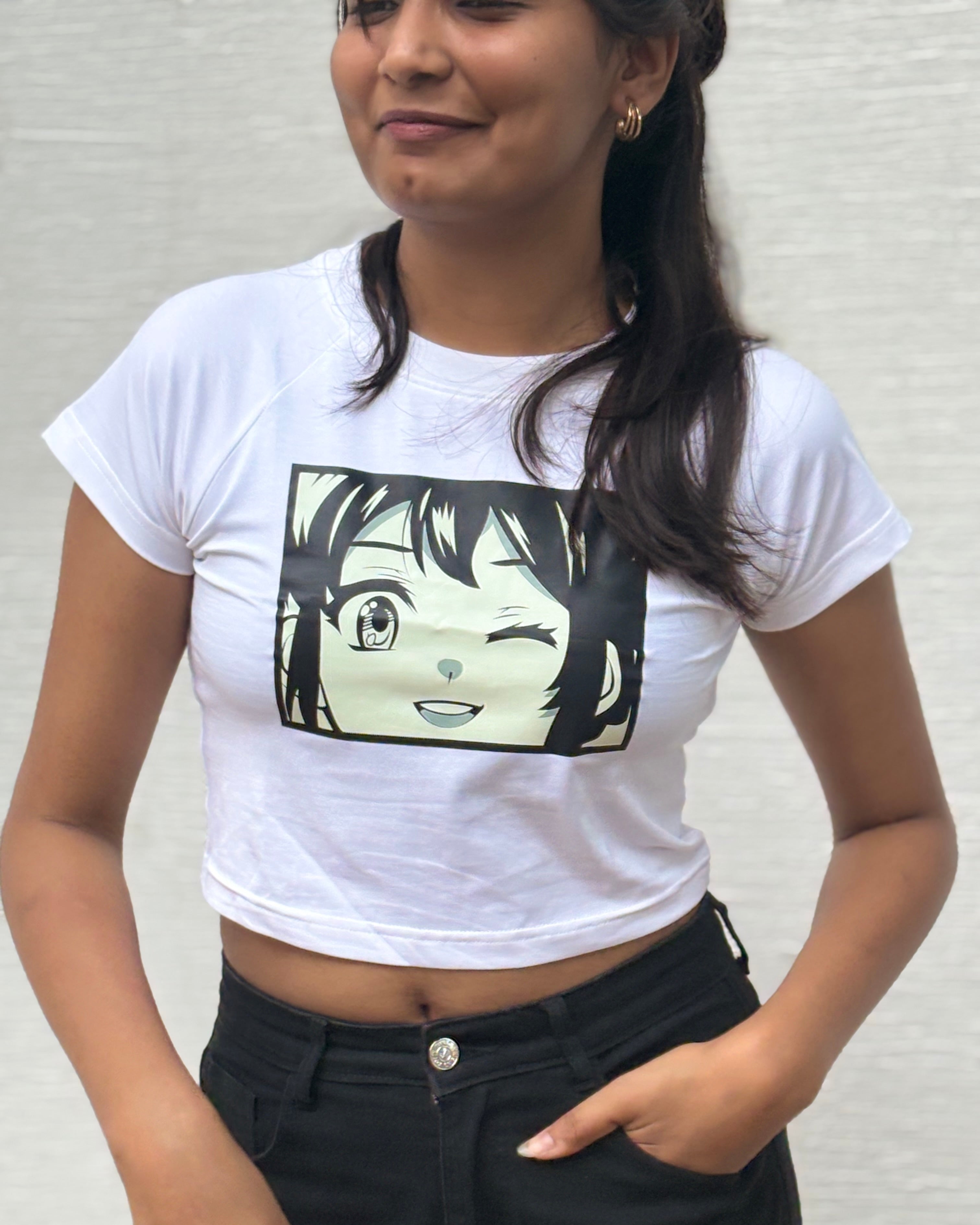 Nazar Na Lage white crop top front angle view