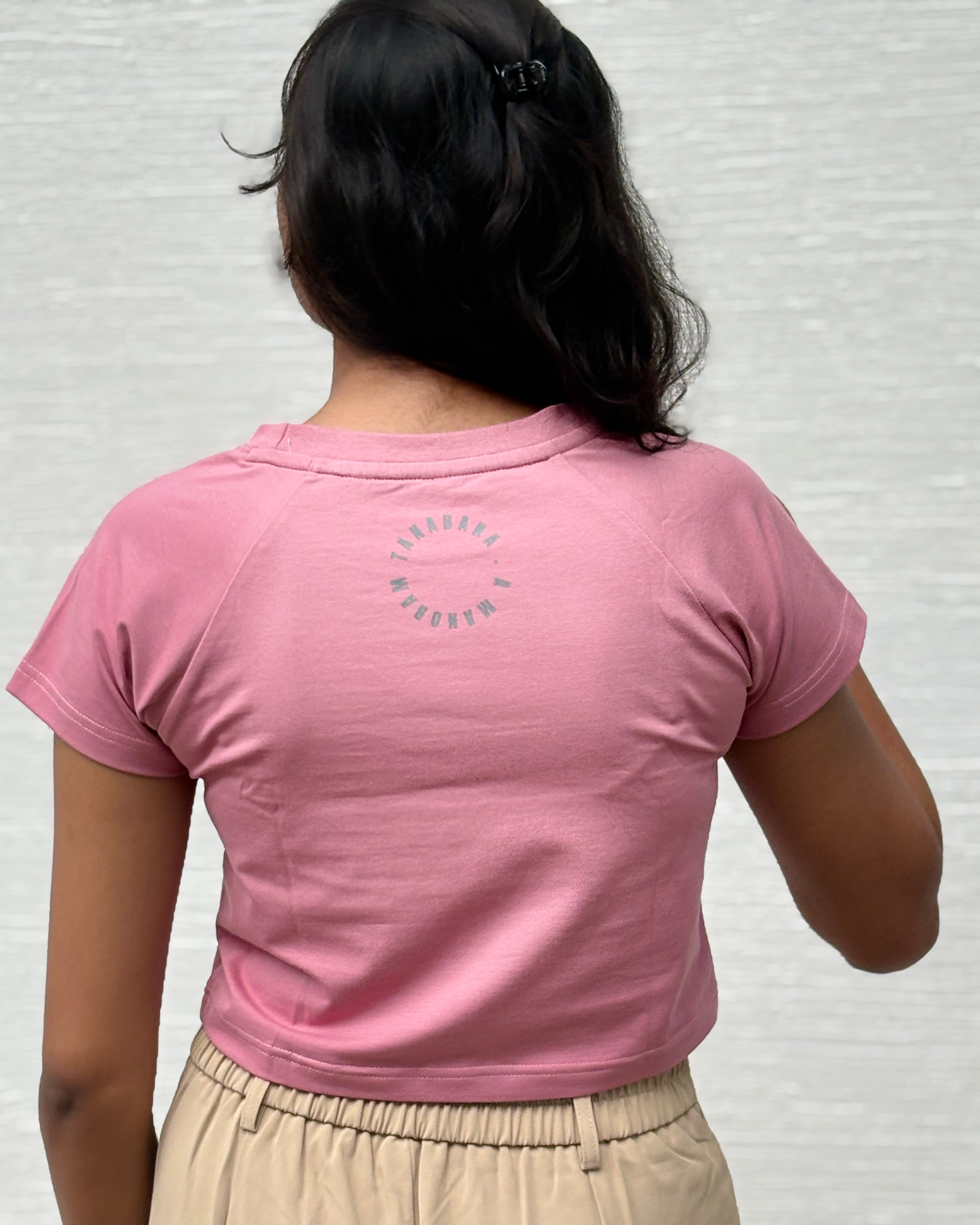 Bandhan bow printed pink croptop back view