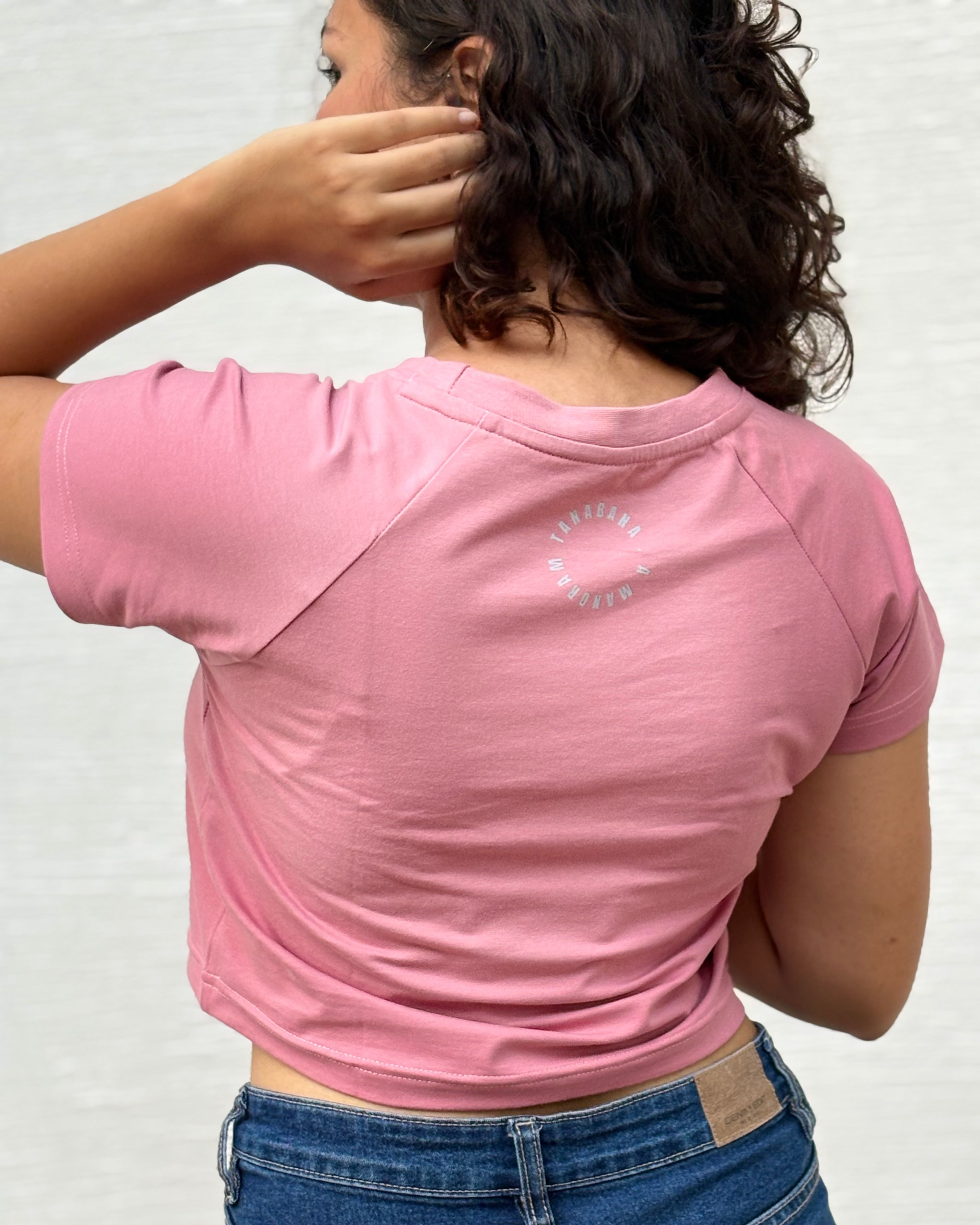 Hand-drawn Lord Shiva meditating inside an intricate mandala halo, back view onion t-shirt worn by model - Tanabana A Manoram