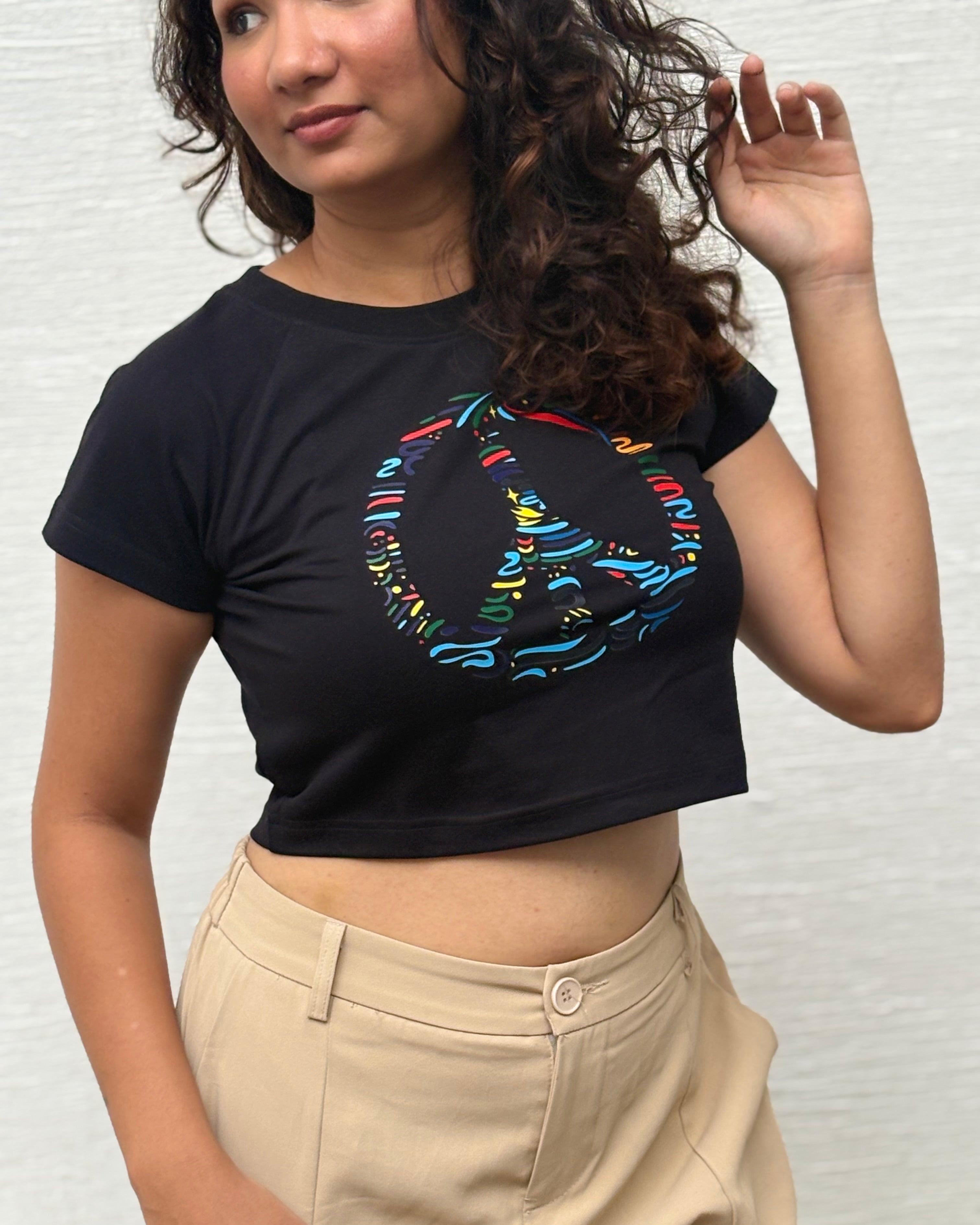 Sukoon black crop top front angle view